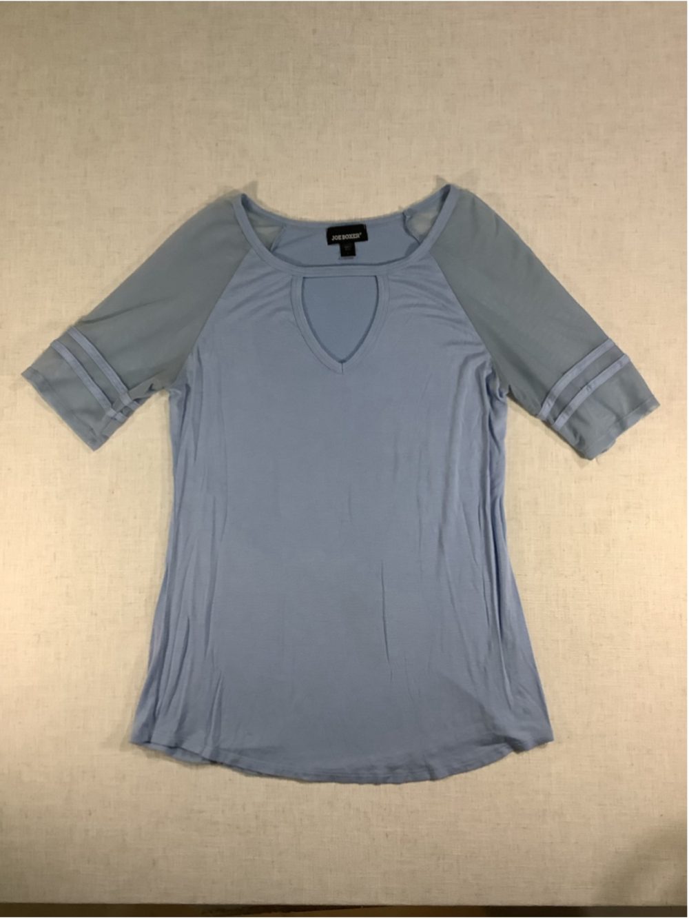 Joe Boxer Keyhole Mesh Raglan Sleeve Top Periwinkle Blue Large W Shirts #4
